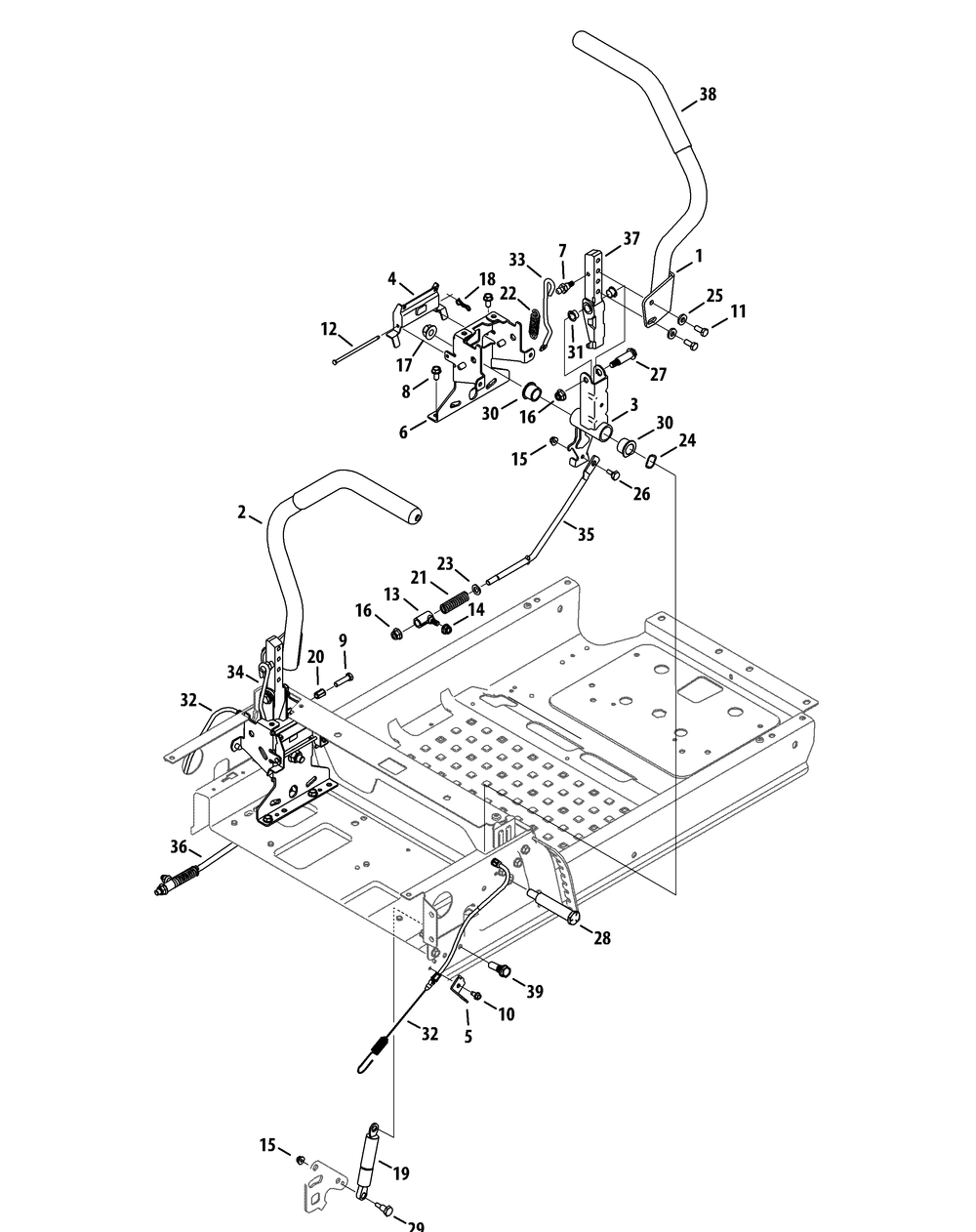 Controls Diagram and Parts List for RZT-L42KH (17BRCACS009-17BRCACS010)(2015) Cub Cadet Lawn Tractor